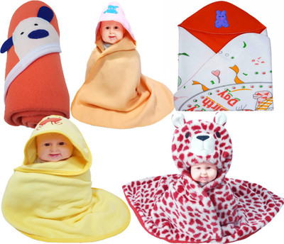 

BRANDONN Abstract  Hooded Baby Blanket(Polyester, Red