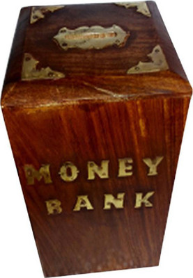

CraftOnline wooden nice coins box Coin Bank(Brown)