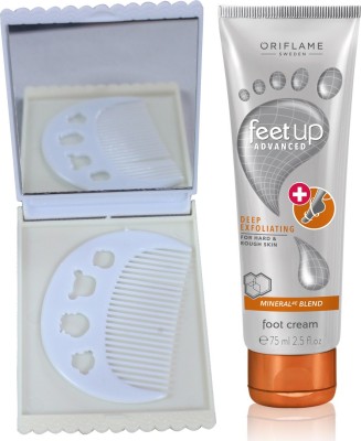 

Oriflame Sweden Feet Up Advance Deep Exfoliating Foot Cream 75ml ( 33033 ) With Comb & Mirror Set(Set of 3)