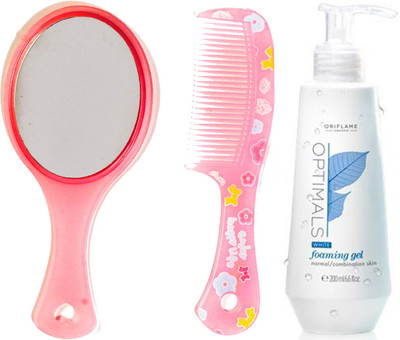 

Oriflame Sweden Optimals Whitening Cleanser- Normal/Combination Skin 200ml (26650) With Mirror Comb Set(Set of 3)