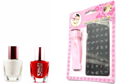 

Iris 7 Nail Art Stamp Kit with Red and White Nail Paint(Set of 3)