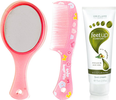 

Oriflame Sweden Feet Up Comfort Overnight Moisturising Foot Cream 75ml ( 32370 ) With Mirror & Comb Set(Set of 3)