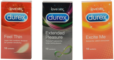 Durex Love Sex | Honeymoon Triple Combo | Discreet Gift-wrapped Condom(Set of 3, 30S) available at flipkart for Rs.455