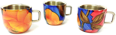 

Mahavir DOUBLE WALL TEA AND COFFEE DESIGNER CUP SET OF 3 Steel(Multicolor, Pack of 3)