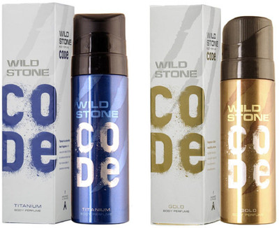 

Wild Stone Code Titanium and Code Gold Perfume Body Spray Pack of 2 Combo (120ML each) Perfume Body Spray - For Men(240 ml, Pack of 2)