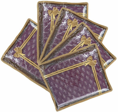

Indi Bargain Satin 2 inch Designer Saree Cover Set Set of 5(Golden)