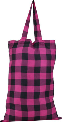 

ULTRALITE Cotton Tote Check Bag (Color Magenta Black) Grocery Bag(Black)