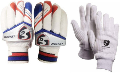 

SG Combo of Two, One Pair 'League' Batting Glove (Right Handed) and One Pair of 'Tournament' Inner Gloves (Men's) (Color On Availability) Cricket Kit