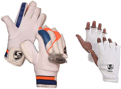 

SG Combo of two, one pair of 'Campus' batting gloves (Right Handed) and one pair of 'Campus' Inner gloves [ both Men's size ] (Color On Availability) Cricket Kit