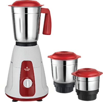 MAX STAR Mixer Grinder MG08 Classic 550 W Mixer Grinder (3 Jars, Red, White, Stainless Steel)