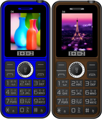 

1+1=2 D6 Combo Of Two Mobile(Blue, Coffee)