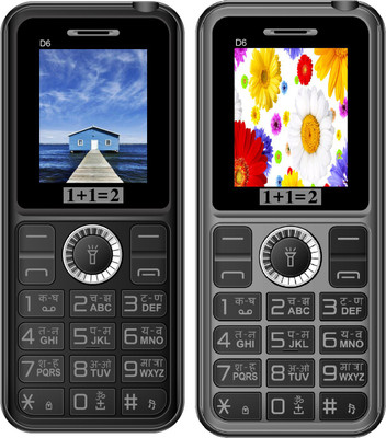 

1+1=2 D6 Combo Of Two Mobile(Black, Grey)