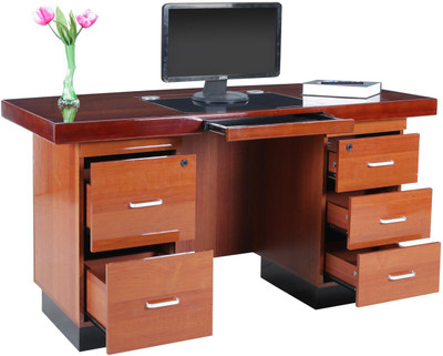 

RoyalOak Retro Engineered Wood Office Table(Free Standing, Finish Color - Honey Brown)