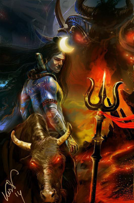 

shiva smoking wall POSTER PRINT ON 13X19 INCHES Paper Print(19 inch X 13 inch, Rolled)
