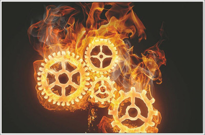 

Mechanical parts on fire POSTER PRINT ON 13X19 INCHES Paper Print(19 inch X 13 inch, Rolled)