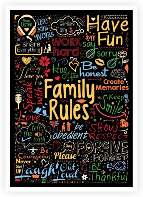 

PW Our Family Rules Inspiring Words Collage Wall Poster 13*19 inches Matte Finish Paper Print(19 inch X 13 inch, Rolled)