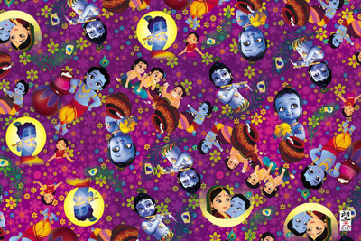 

krishna palying ladoo gopal hd design POSTER PRINT ON 13X19 INCHES Paper Print(19 inch X 13 inch, Rolled)