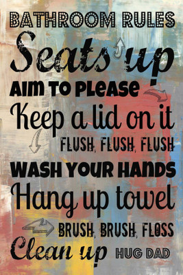 

PW Diy table Bathroom Rules Sign Dad Color Wall Poster 13*19 inches Matte Finish Paper Print(19 inch X 13 inch, Rolled)