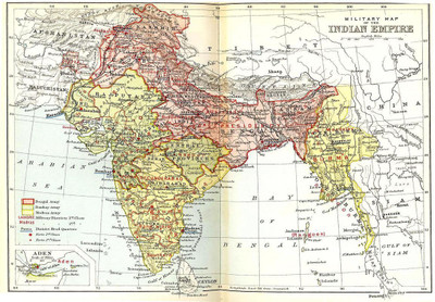 Military map of India in 1893, showing the Presidency HISTORICAL MAPS OF INDIA POSTER PRINT ON 13X19 INCHES 3D Poster(13 inch X 19 inch, Rolled)