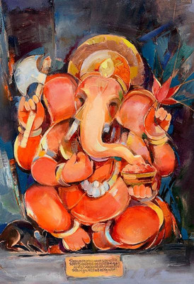 

Attractive Ganesh Painting iv POSTER PRINT ON 13X19 INCHES Paper Print(19 inch X 13 inch, Rolled)