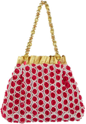 

Tooba Handicraft Tooba Handicraft Party Wear Hand Embroidered Box Clutch Bag Purse Potli For Bridal, Casual, Party , Wedding Potli(Red)