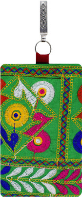 

Bagaholics Ethnic Raw Silk Saree Clutch Mobile Pouch Ladies Purse Gift For Women Waist Clip Mobile Pouch(Green)
