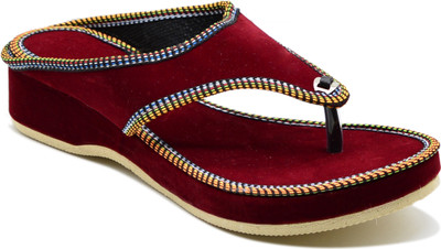 Myra Women Maroon Wedges