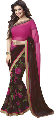 

LeelaFashion Embroidered Bollywood Georgette Saree(Brown)
