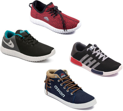 

Asian Asian men's casual shoes with sports shoes combo pack of 4 Casuals For Men(Multicolor