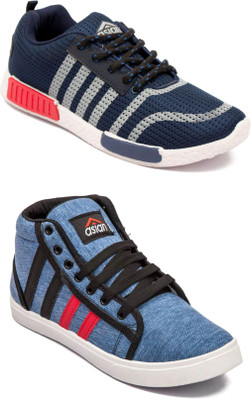 

Asian Asian men's casual shoes with sports shoes combo pack of 2 Walking Shoes For Men(Multicolor