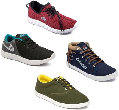 

Asian Asian men's casual shoes with sports shoes combo pack of 4 Casuals For Men(Multicolor