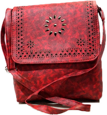 

MK Enterprises Girls Casual Maroon Leatherette Sling Bag