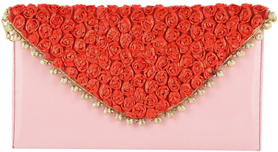 

Tooba Handicraft Women Evening/Party Red, Pink Leatherette Clutch, Pink;red