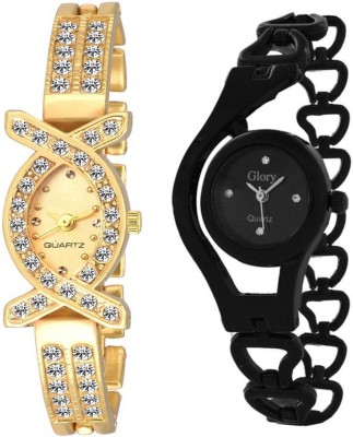keepkart Golden Diamond XWatch With Glory Black Chain Combo For Girls Watch  - For Women   Watches  (Keepkart)