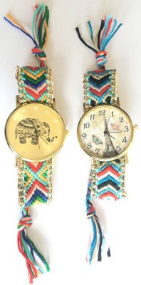 Freny Exim Beautiful And Colourful Fabric Comfortable Strap With Unique Elephant And Effiltower Dial Fancy And Trendy Watch  - For Girls   Watches  (Freny Exim)