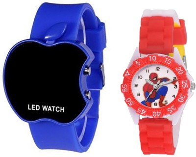 COSMIC BLUE APPLE LED BOYS WATCH WITH DESINGER AND FANCY SPIDER-MAN CARTOON PRINTED ON TINNY DIAL KIDS & CHILDREN Watch  - For Boys & Girls   Watches  (COSMIC)