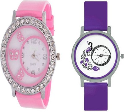 Ismart pink butterfly and purple peacock combo girls watches Watch  - For Girls   Watches  (Ismart)