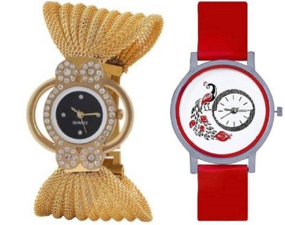 Ismart Zullo Black dial golden and Red peacock combo for girls watches Watch  - For Women   Watches  (Ismart)