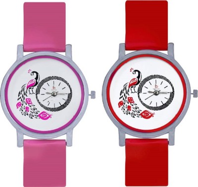 Freny Exim Glory Combo Of 2 Pink And Red designer and beatiful peacock fancy And Trendy women Watch  - For Girls   Watches  (Freny Exim)