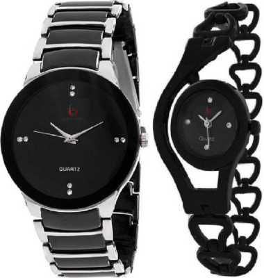 Freny Exim Black And Silver Strap Black Dial with Full Black Bracelet Chain Strap Combo Watch  - For Girls   Watches  (Freny Exim)
