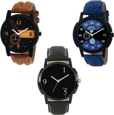 just like New Stylish Leather Strap Fast Selling Boys And Man Watches Combo Of - 3 Watch  - For Boys   Watches  (just like)