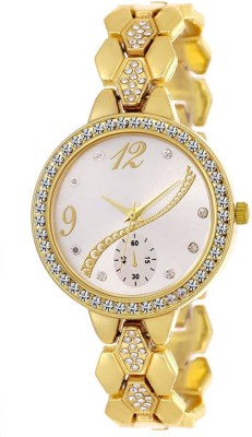 Wanton Gold crystal studded chronograph bracelet strap beautiful women Watch  - For Girls   Watches  (Wanton)
