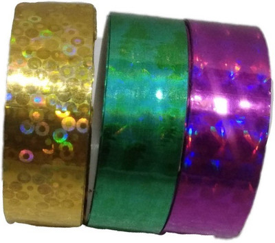Shreeji Decoration Golden,Green,Pink 3D Hand Glitter Small Tape For Art & Craft,Decoration,School Projects,Festivals,Cutlery Packing,Office available at flipkart for Rs.75