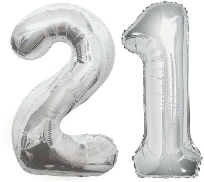 

Party Anthem Solid "21" Number Foil Balloon- Silver (16 Inch) Balloon(Silver, Pack of 2)