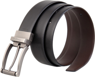 

Kangoo Men Formal Brown Genuine Leather Reversible Belt, Black
