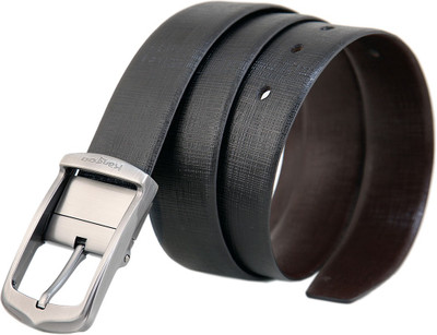 

Kangoo Men & Women Formal Brown Genuine Leather Reversible Belt, Black