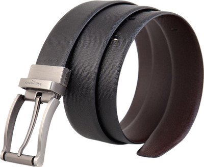 

Kangoo Men Formal Brown Genuine Leather Reversible Belt, Black