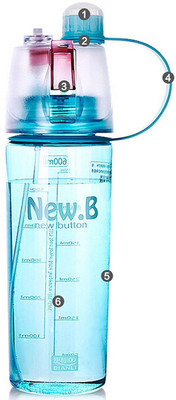 

VibeX ™ Spray Mist Squeeze Protable Water Bottle 600 ml Sipper(Pack of 1, Blue)