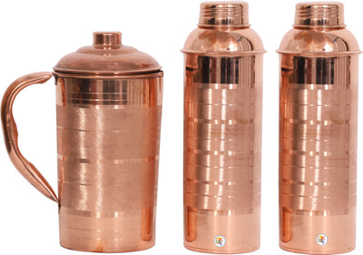 

KDT Silver Touch Copper Jug Pitcher With 2 Bottle Water Jug Set(1100 ml, Pack of 3)