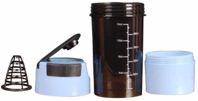 

VibeX ™ Protein Blender bottle Prostak System with Bottle and Twist n Lock Storage 480 ml Shaker(Pack of 1, Multicolor)